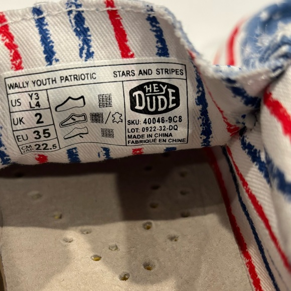 HEY DUDE‎ WALLY YOUTH PATRIOTIC GIRL'S SHOES SIZE Y3-L4 - Picture 9 of 10